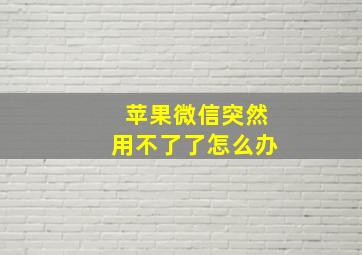 苹果微信突然用不了了怎么办