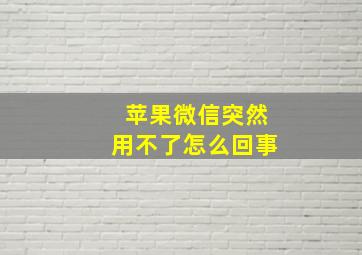 苹果微信突然用不了怎么回事