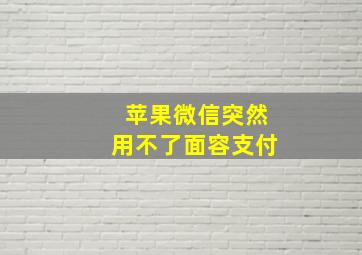 苹果微信突然用不了面容支付