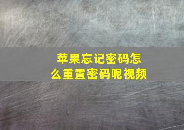 苹果忘记密码怎么重置密码呢视频