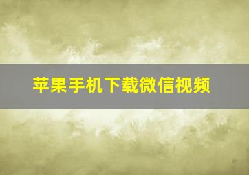 苹果手机下载微信视频