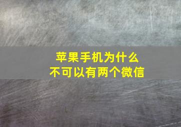 苹果手机为什么不可以有两个微信