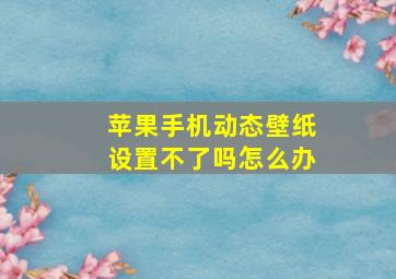 苹果手机动态壁纸设置不了吗怎么办