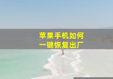 苹果手机如何一键恢复出厂