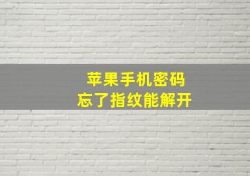 苹果手机密码忘了指纹能解开