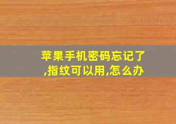 苹果手机密码忘记了,指纹可以用,怎么办