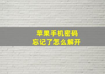 苹果手机密码忘记了怎么解开