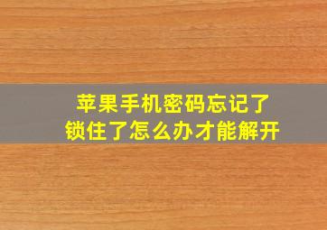 苹果手机密码忘记了锁住了怎么办才能解开