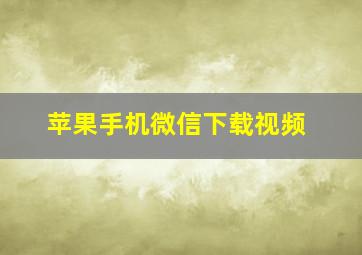 苹果手机微信下载视频