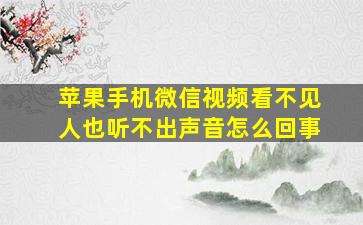 苹果手机微信视频看不见人也听不出声音怎么回事