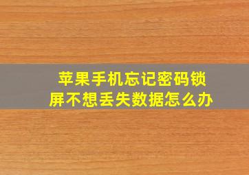 苹果手机忘记密码锁屏不想丢失数据怎么办