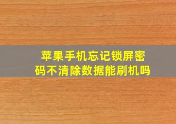 苹果手机忘记锁屏密码不清除数据能刷机吗