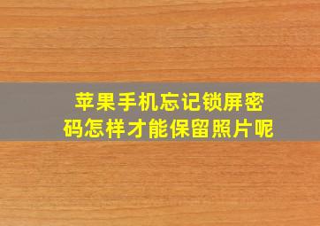 苹果手机忘记锁屏密码怎样才能保留照片呢