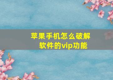 苹果手机怎么破解软件的vip功能