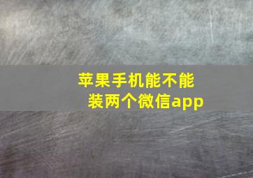 苹果手机能不能装两个微信app