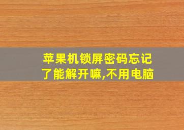 苹果机锁屏密码忘记了能解开嘛,不用电脑