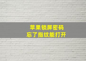 苹果锁屏密码忘了指纹能打开