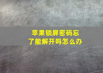 苹果锁屏密码忘了能解开吗怎么办