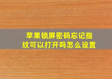 苹果锁屏密码忘记指纹可以打开吗怎么设置