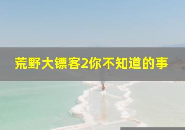 荒野大镖客2你不知道的事