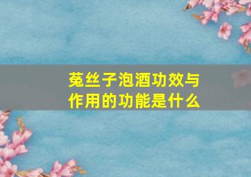 菟丝子泡酒功效与作用的功能是什么