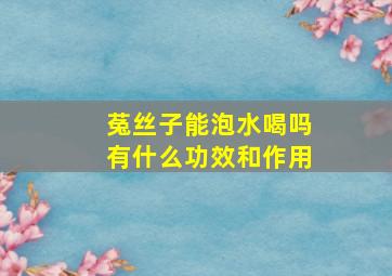 菟丝子能泡水喝吗有什么功效和作用