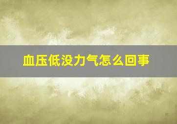 血压低没力气怎么回事