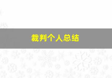 裁判个人总结