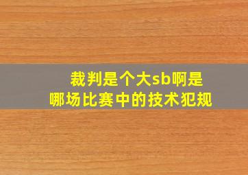 裁判是个大sb啊是哪场比赛中的技术犯规