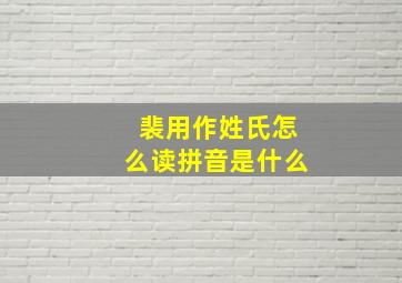 裴用作姓氏怎么读拼音是什么