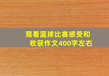 观看篮球比赛感受和收获作文400字左右