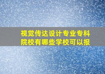 视觉传达设计专业专科院校有哪些学校可以报