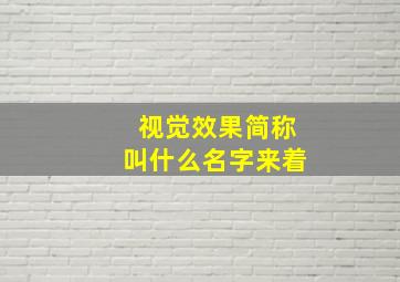 视觉效果简称叫什么名字来着