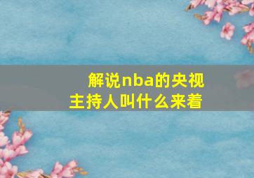 解说nba的央视主持人叫什么来着