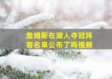 詹姆斯在湖人夺冠阵容名单公布了吗视频