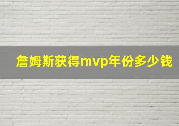 詹姆斯获得mvp年份多少钱