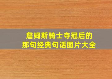 詹姆斯骑士夺冠后的那句经典句话图片大全