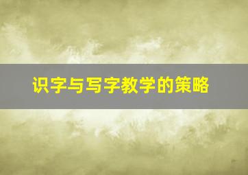 识字与写字教学的策略