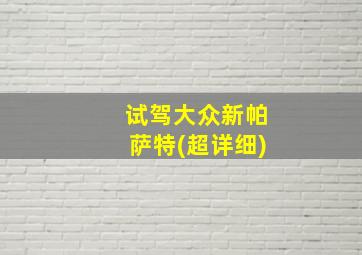 试驾大众新帕萨特(超详细)