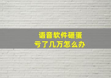 语音软件砸蛋亏了几万怎么办