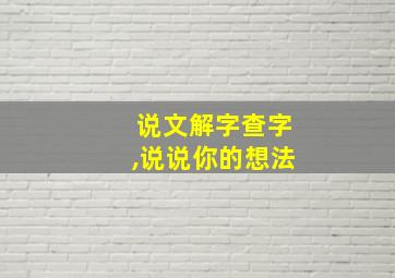 说文解字查字,说说你的想法