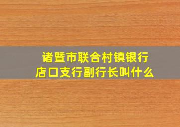 诸暨市联合村镇银行店口支行副行长叫什么