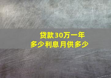 贷款30万一年多少利息月供多少