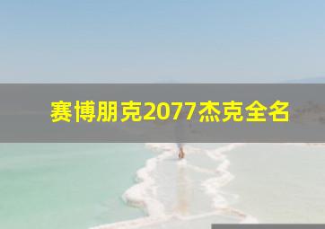 赛博朋克2077杰克全名