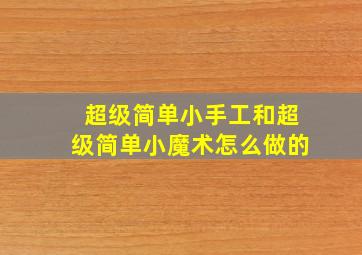 超级简单小手工和超级简单小魔术怎么做的