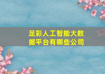 足彩人工智能大数据平台有哪些公司