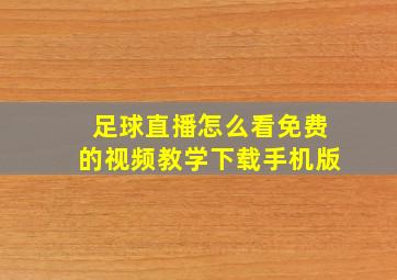 足球直播怎么看免费的视频教学下载手机版