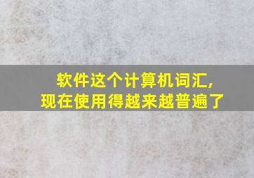 软件这个计算机词汇,现在使用得越来越普遍了