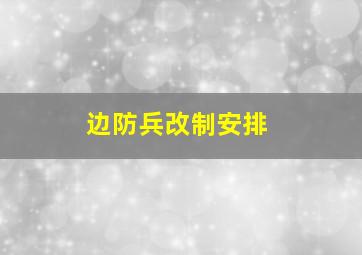 边防兵改制安排