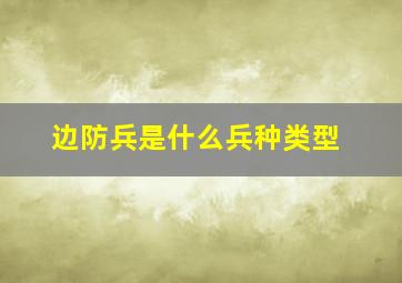 边防兵是什么兵种类型